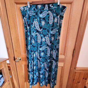 Jessica London‎ Maxi Skirt Blues, Greens, & White Paisley Size 3X 26/28